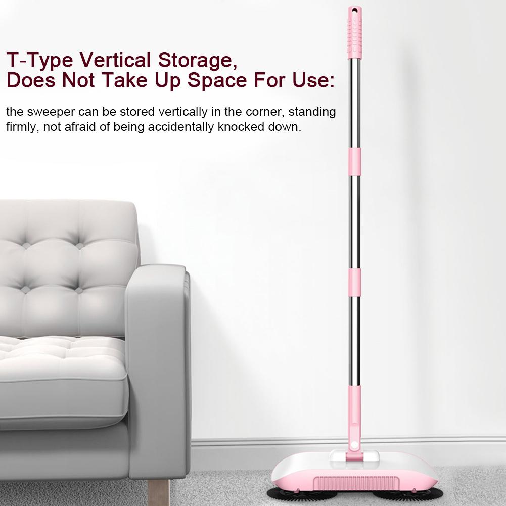 Household Hand Push Sweeper Sweeping Machine Mop Broom Dustpan Floor Cleaning ToolsPink