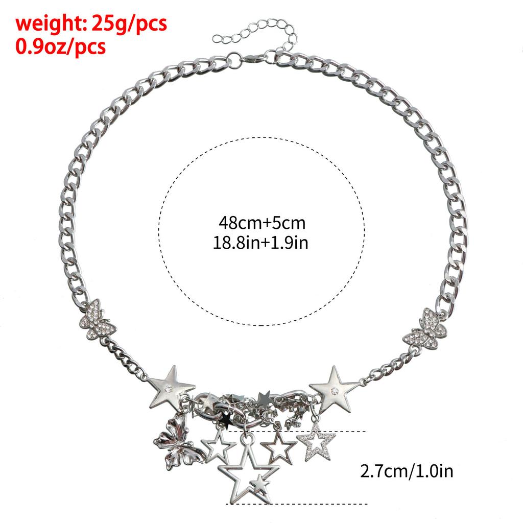 Accessories, Sweet Cool Hip Hop Wind Stars Butterfly Elements Collarbone Chain Creative Metal Wrap Necklace