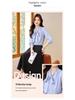 Women's Long Sleeve Blue Bow Chiffon Blouse - Professional French Workwear