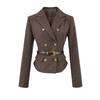 Intelligent Secretary Gold Lapel Blazer & High-Waist Pencil Skirt Set