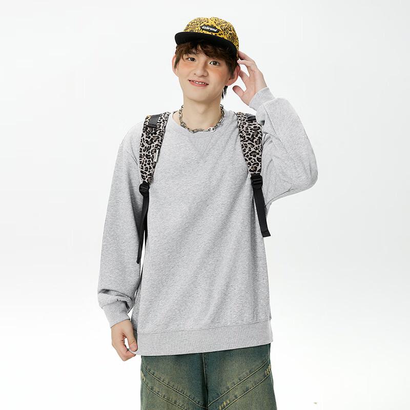 MINISO Men's American College Style Heavyweight Crew Neck Pullover Sweatshirt