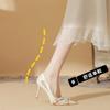 8588 [sheepskin] High Heels Women's Thin Heels Spring 2025 New Versatile Punk Style Pointed Head Empty Single Shoes