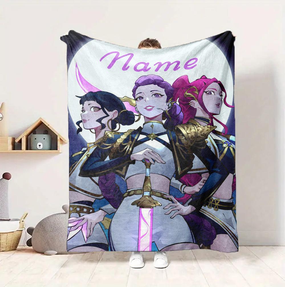 Custom Name Fantasy World Flannel Blanket Throw Blanket Soft Warm Sofa Bed Home Decor Unique Gift