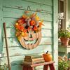 Rustic Halloween Wooden Pumpkin Door Hanger Harvest Maple Leaf Hanging Plaque  for Outdoor Use