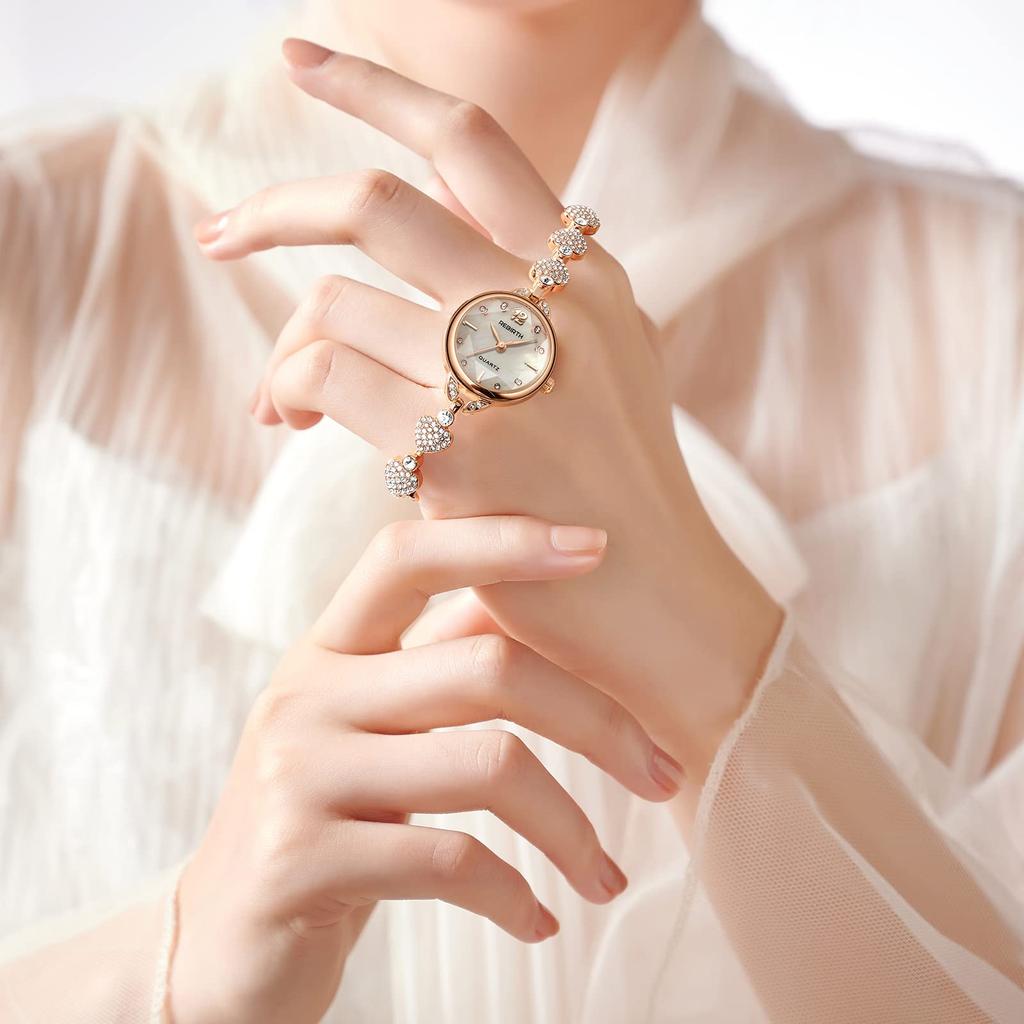 Seashell 3ATM Water Diamond Rose Fashion Gift for Girlfriend Women's Watches, Bracelet, Analog, Case, Resistant, Sparkly, Heart, Strap, Cute, Stylish,