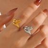 Charm Vintage Personality Gold Color Rose Shape Opening Rings for Women Stainless Steel Flower Ring Jewelry Accessories Gifts