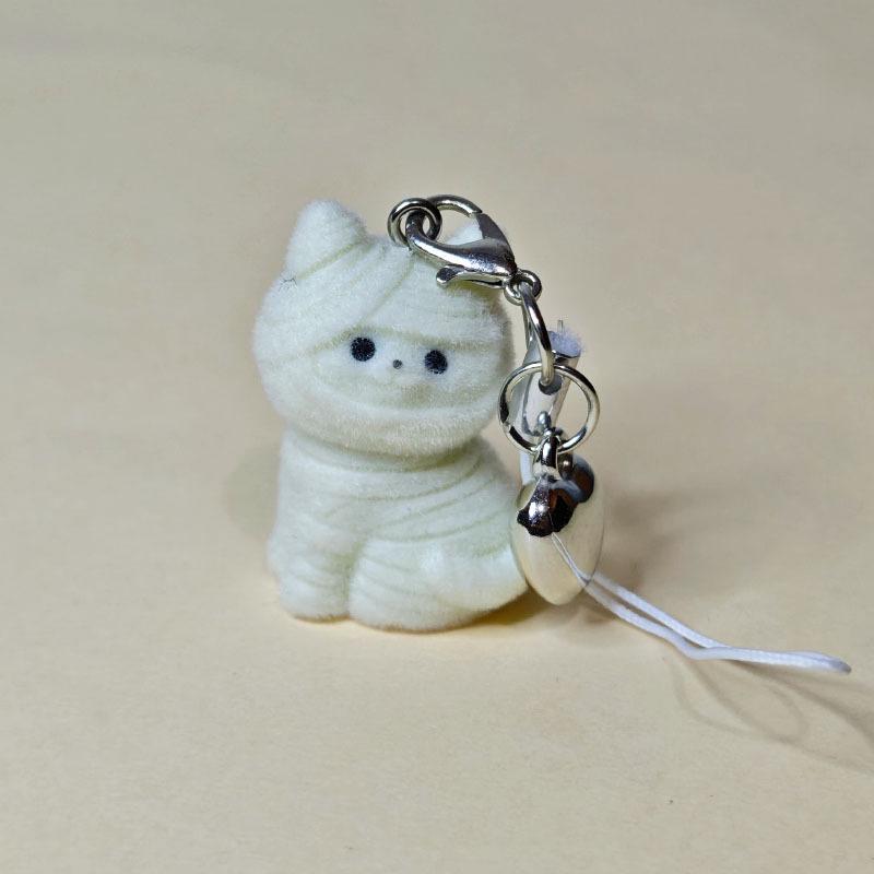 Halloween Flocked Mummy Ghost Phone Chain Charm Ins Style Phone Case Bag Camera Pendant