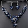 3pcs Fashionable Women's Jewelry Set with Crystal Contrasting Flower Necklace Earrings and Evening Dress Accessories