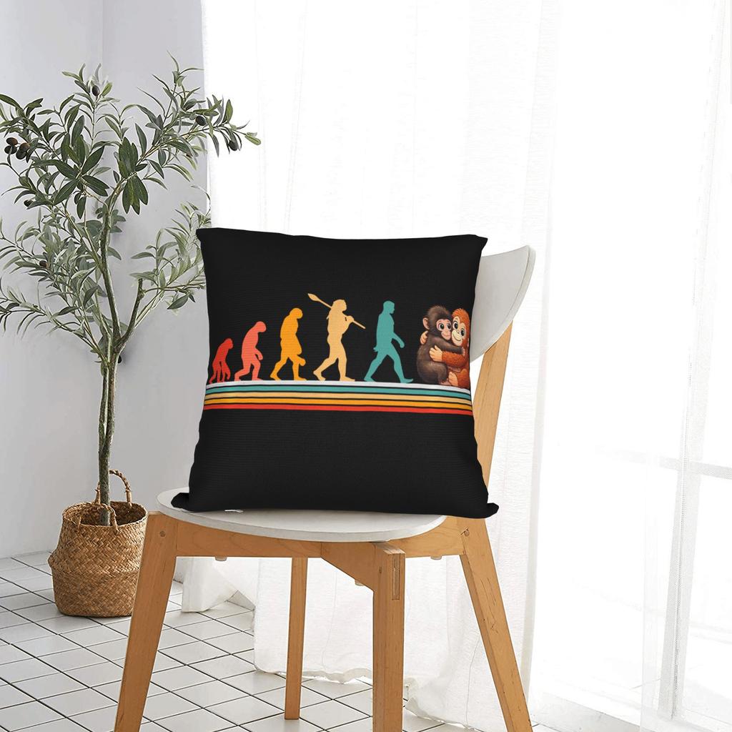 Funny Evolution Hugging Monkey Punch Pillow Cover Graphic Cushion Cover Morden Pillow Case For Office Car Home Decor