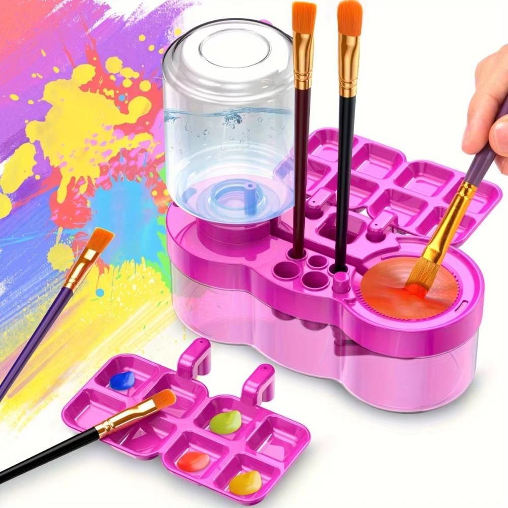 Upgrade-Pinselreiniger mit Ablassknopf Wasserzirkulation Pinselreinigungsmaschine Reinigeimer Kinder Kinder Kunstwerkzeuge
