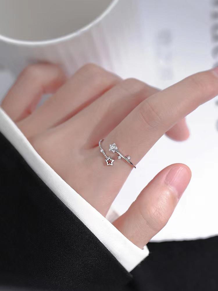 Verstellbares Ring-Set im koreanischen Stil für Damen - Enthält offene Zeigefinger- und Kettenringe
