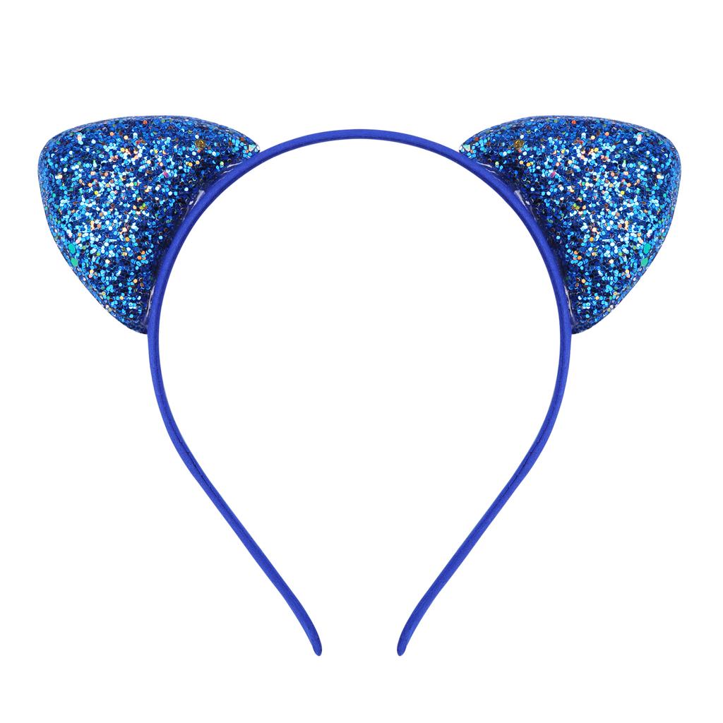 Glitter Cat Ears Headband Kitty Headband for Girls and Women Sparkly Hair Metal Hoop Shiny Hairbands Hair Accessories for Daily