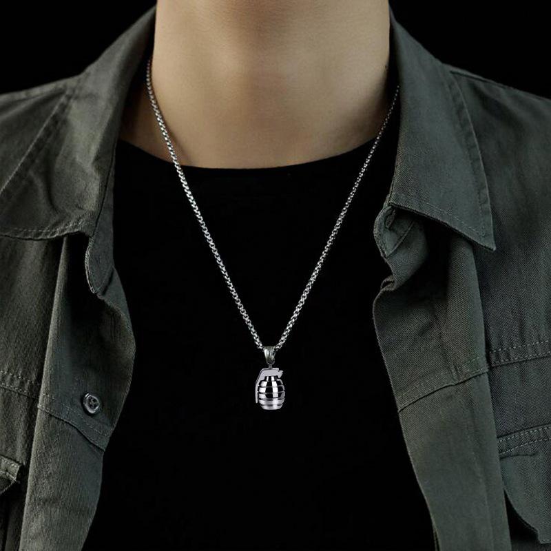 Personalized Men's Grenade Fashion Necklace Retro Punk Style Men's Pendant