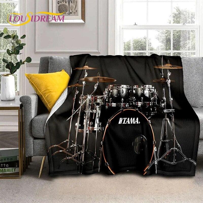 Drum Kit Music Instruments Drum Set Blanket,Soft Throw Blanket for Home Bedroom Bed Sofa Picnic Travel Office Cover Blanket Kid