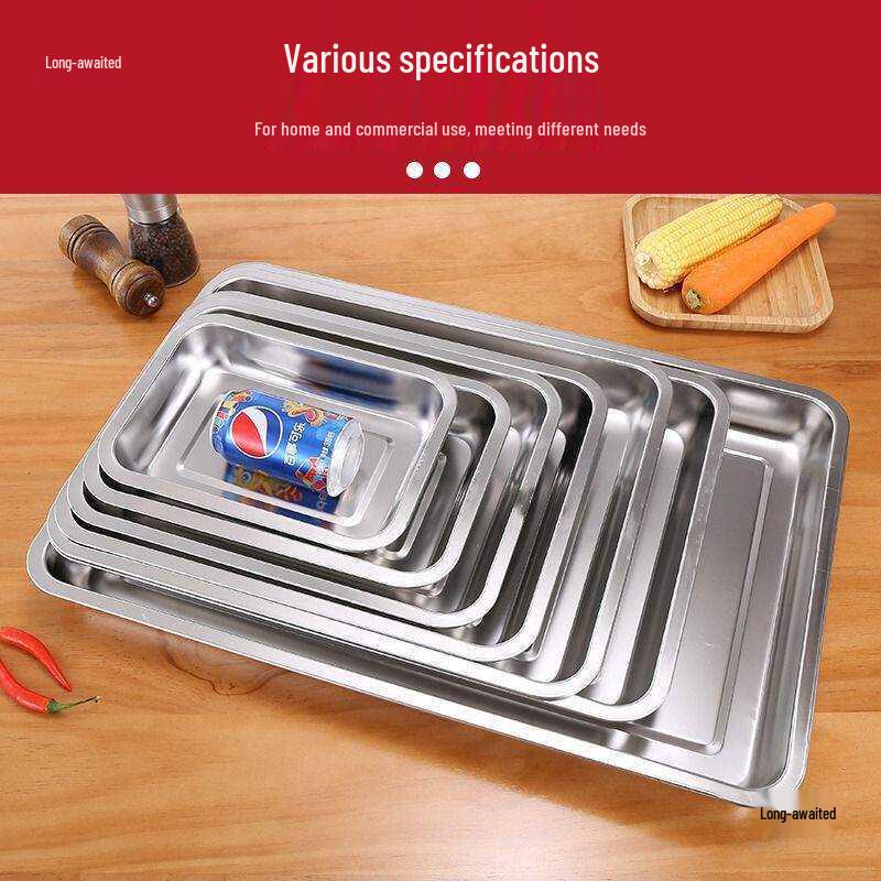304 Stainless Steel Rectangular Tray for Steamed Fish, Rice, Chee Cheong Fun, and Baking