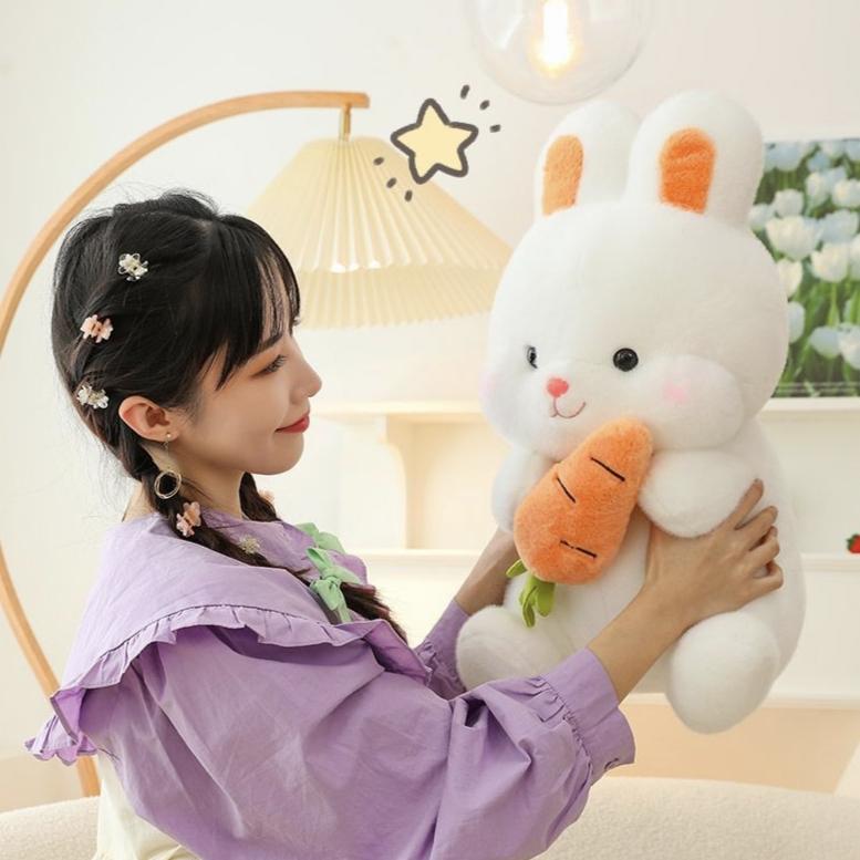 Cute Radish Rabbit Plush Toy Soft Bunny Stuffed Animal Doll for Girls Kids Sleeping Companion Birthday Gift