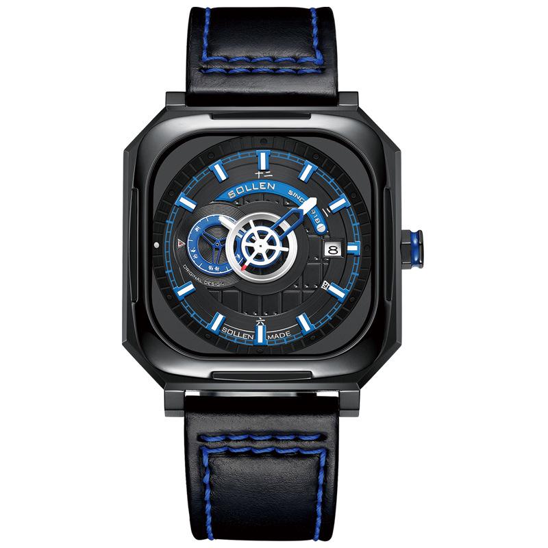 

SOLLEN Мужские водонепроницаемые автоматические часы серии Терракотовый воин, модные квадратные наручные часы