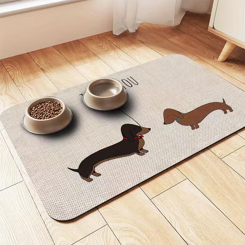Dog Paw Prints Door Mat Diatomaceous Mud Pet Mat Soft Absorbent Quick Drying Washable Cat Placemat Dogs Accessories Pet Supplies