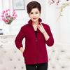 Jaqueta esportiva de lã polar para mulheres idosas de meia-idade, primavera e outono, gola solta, casual, moletom de lã, cor sólida, top curto