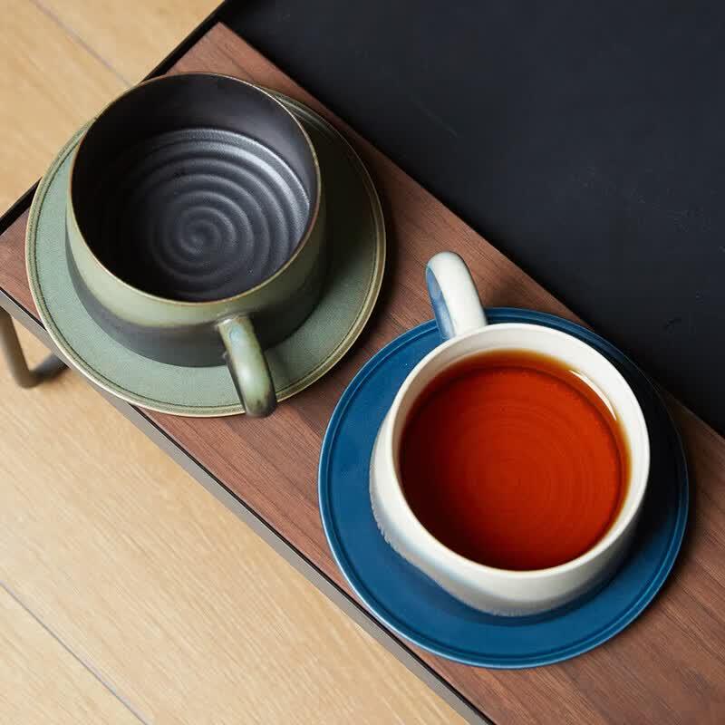 Xiangshang Jingdezhen Underglaze 'Blue Sea & Mountains Rain Sleep' Teacup