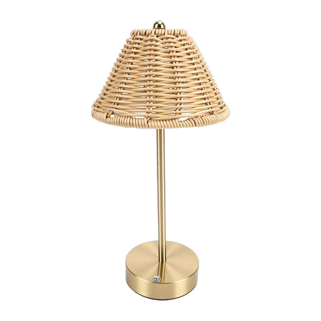 Table Lamp Boho Style Eye Caring Rattan Woven USB Powered Bedside Lamp for Bedroom Reading