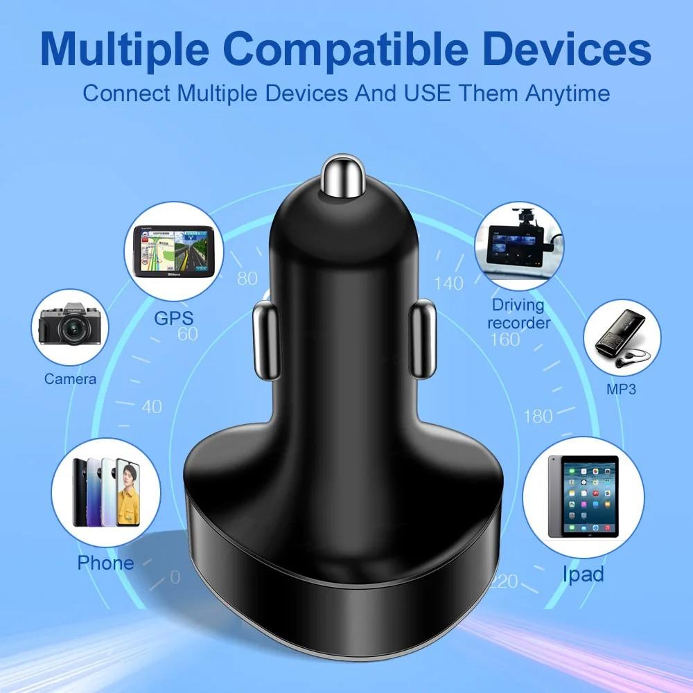 200W PD Heart-shaped Car Charger QC3.0 Fast Charge 1 To 5 Car Cigarette Lighter Plug 5 Port Flash Charge with Digital Display