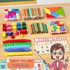 First Grade Math Teaching Aid Set with 3D Geometric Figures and Arithmetic Tools
