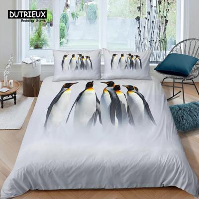 Casa Vivere Lusso Set Biancheria da Letto con Stampa Pinguino 3D Polo Sud Copripiumino Federa Misura Queen e King EU/US/AU Biancheria da Letto in Poliestere