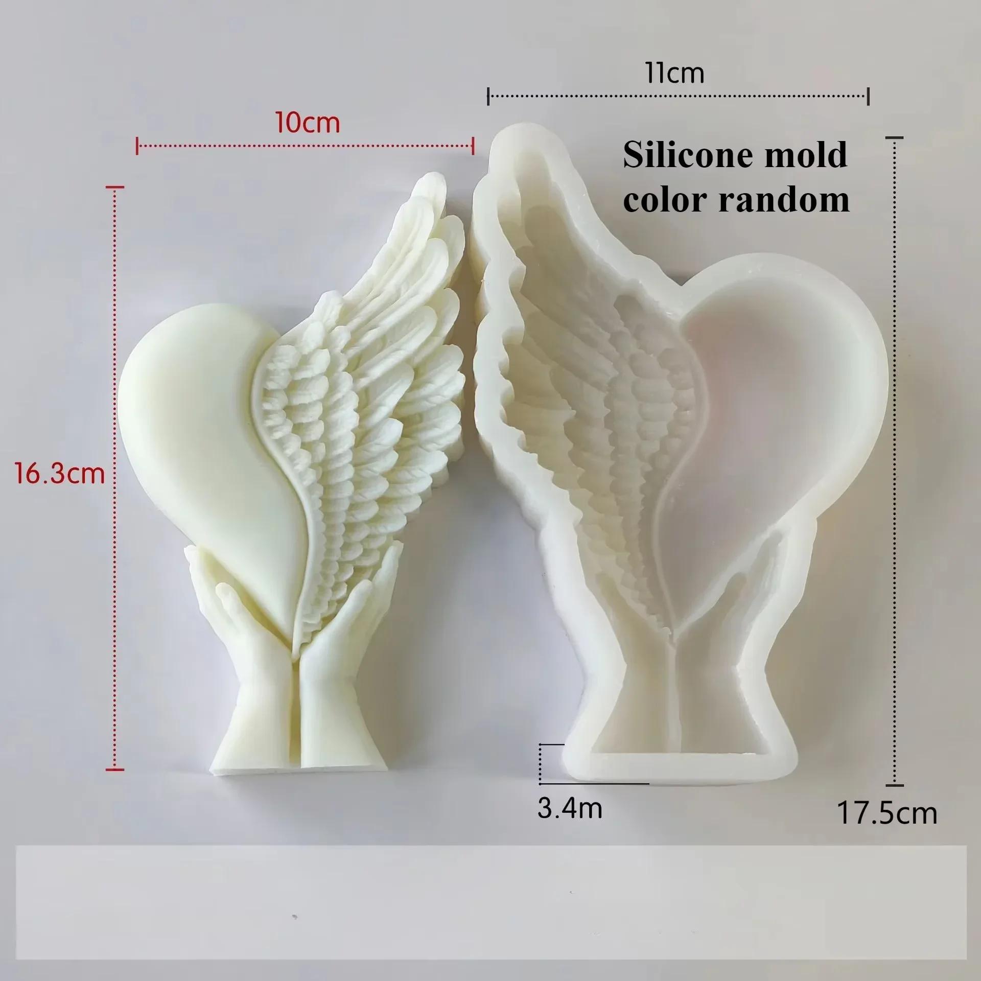 

1PCS 3D Hand Holding Heart Candle Mold Angel Wings Heart Resin Casting Silicone Molds for Candle Making,for Home Decoration