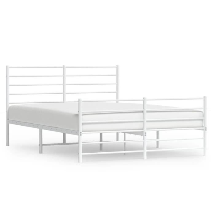 VidaXL Metal Bed Frame with Headboard-Footboard White 160x200cm 352389