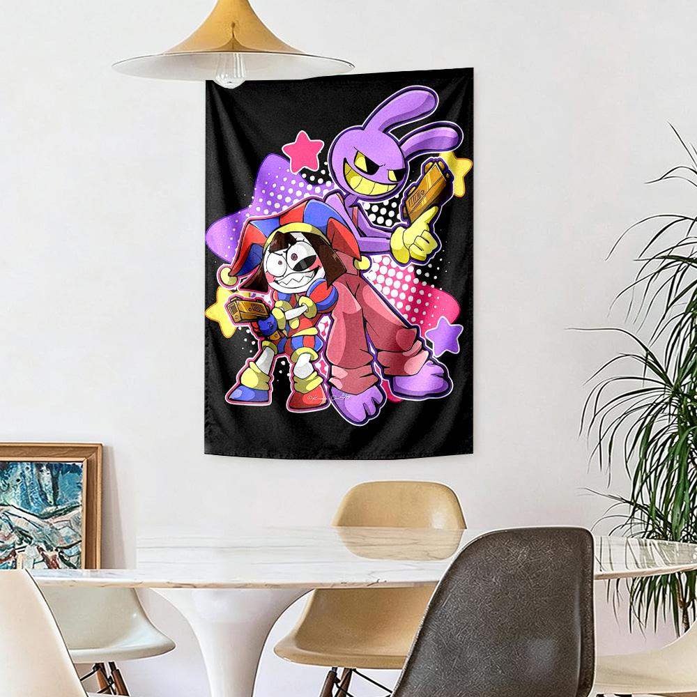 Digital Circus Wall Decor Tapestry Art For Pet Memorial Birthdaywedding Party Backdrop Family Gift