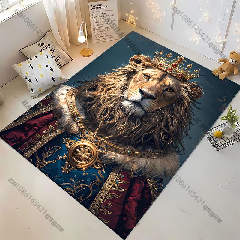 Regal lion in royal attire carpet Yoga living room room decor children's crawling mat doormat area rug games mat