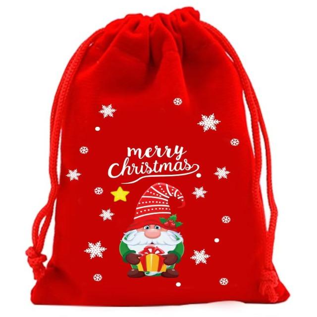 

Christmas Red Green Velvet Drawstring Bags Bulk Candy Biscuit Pouch for Party Favors, Gift Giving & Holiday Decoration Supplies 13x18cm
