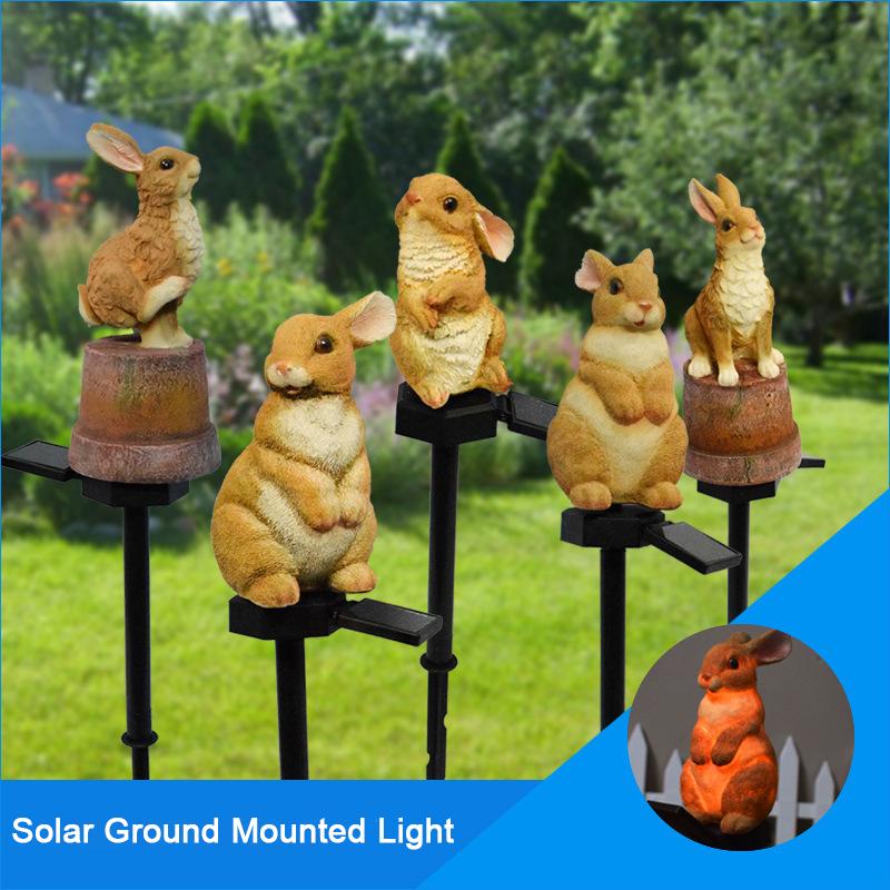 

Солнечные садовые фонари Кролик Солнечные светодиодные фонари Водонепроницаемые солнечные фонари Дорожки Наружный ландшафтный светильник из смолы для двора / патио