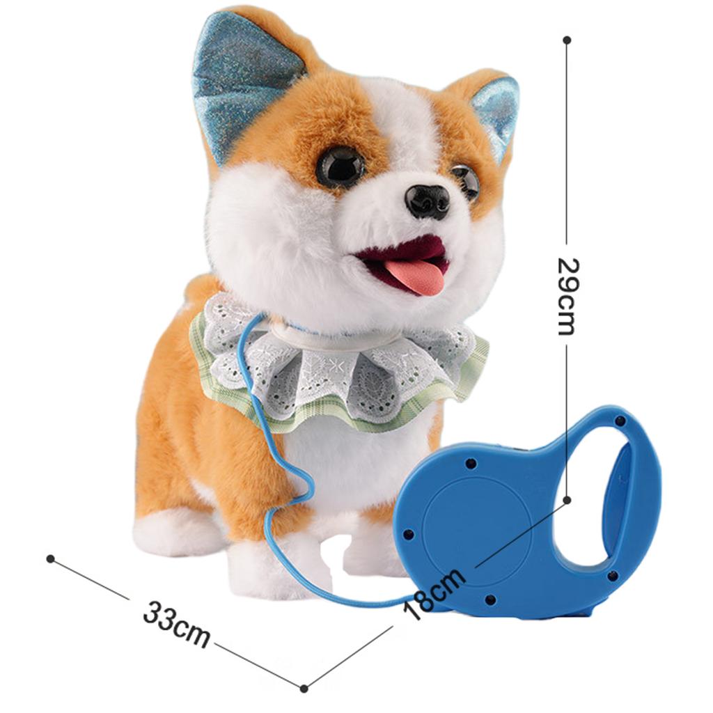 Electronic Interactive Plush Toy with Remote Control Leash Realistic Robot Puppy Toy for Ages 4 Up