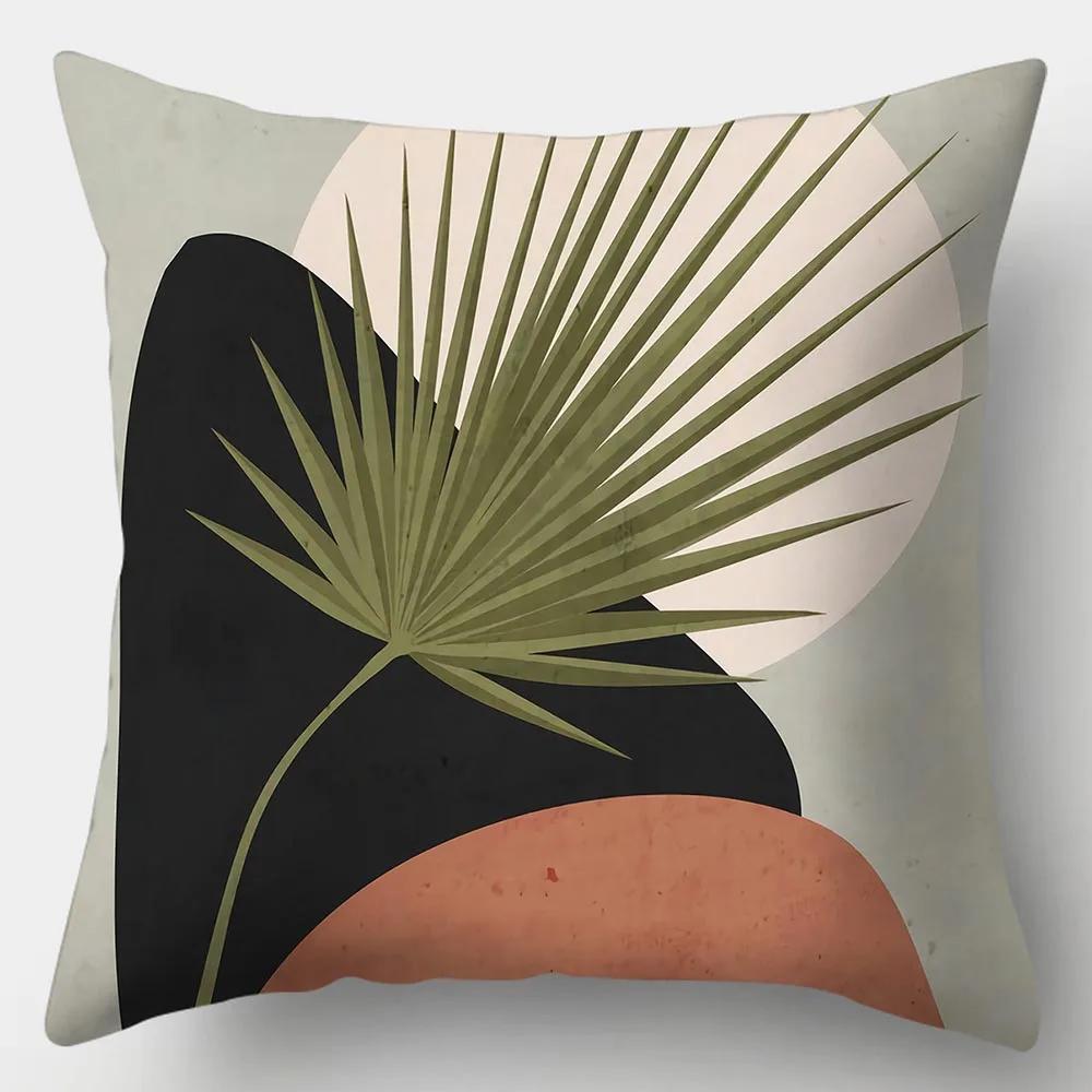 Art Plant Pillowcase 45Cmx45Cm Square Sofa Pillow Cover Abstract Cushion