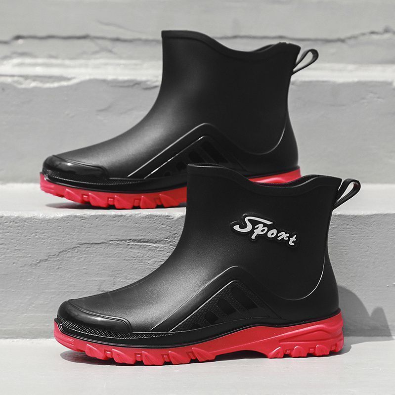 Fixed fleece short rain shoes men's non-slip, anti-wear and wear-resistant fleece to keep warm