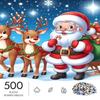500pcs/Puzzle Game for Endurance And Logic Training - Exquisite Puzzle - (Snowy Night Reindeer with Santa Claus And Gifts) Suitable for Living Room De