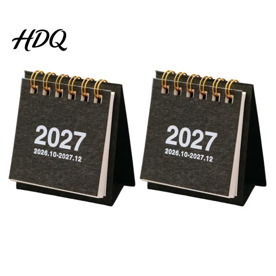 Tragbarer Desktop-Schmuck Mini-Schreibtischkalender 2026-2027 Okt 2026 bis Dez 2027 Stehender Aufklappbarer Kleiner Monatsplaner mit Dickem Papierkalender