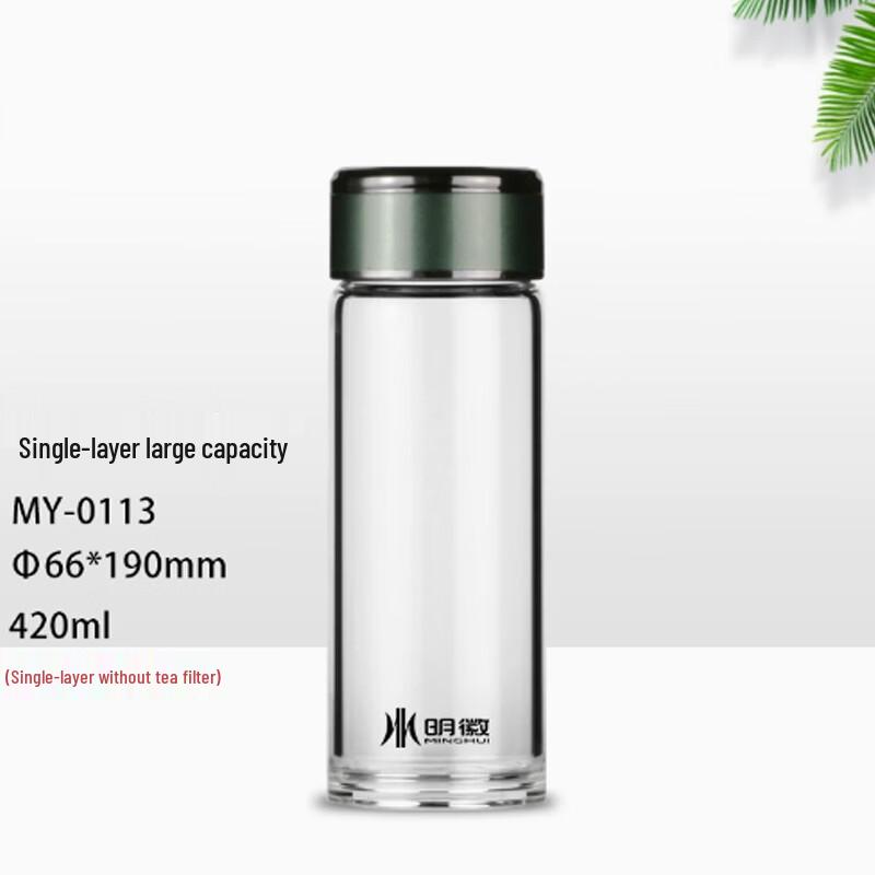 MINGHUI High Borosilicate Glass Tea Infuser Cup with Lid 420ml