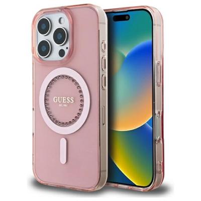 Guess Guhmp16Lpftdtep Iphone 16 Pro 6.3 Rosa/Pink Hartschale Iml Strasssteine Magsafe