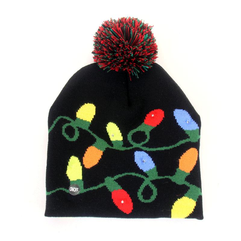 LED Flashing Multicolor Christmas Knit Hat - European & American Design
