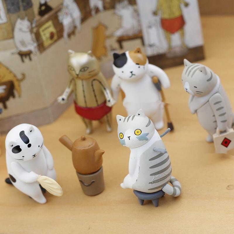 Cat Traditional Chinese Medicine Acupuncture Martial Arts Hall Blind Box Healing Emotional Mini Action Figure Birthday Gifts