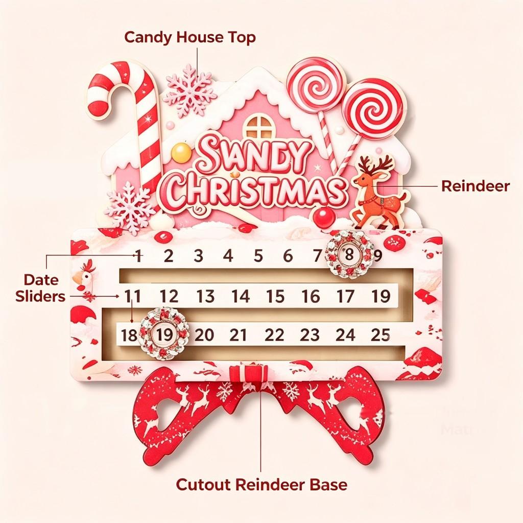 Christmas 25 days Countdown desktop calendar decoration Pink