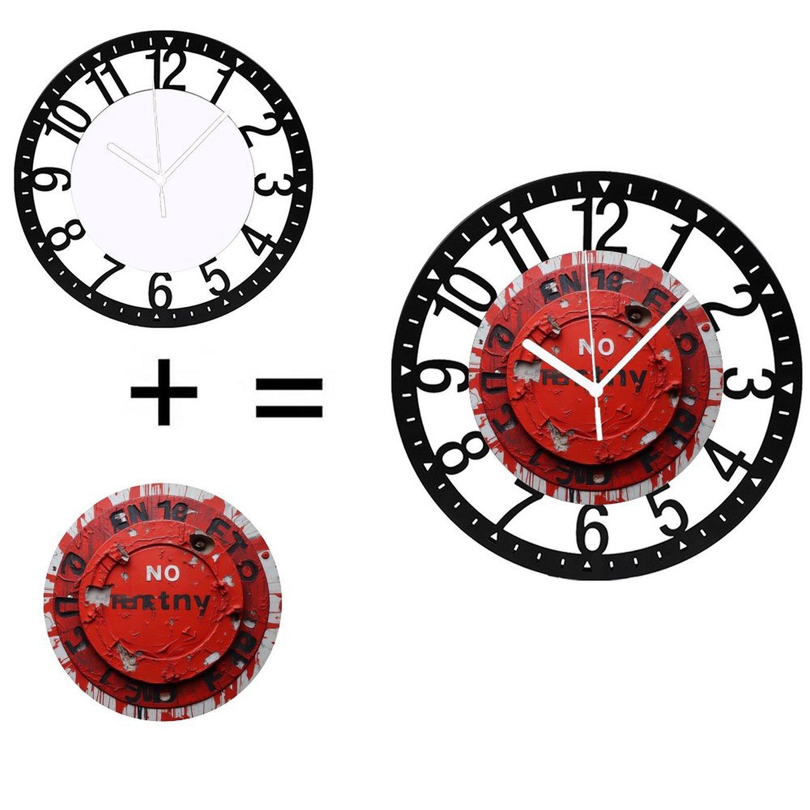 Industrial Loft 25cm Circular Iron Wall Clock with Silent Movement (Black,10 inch(25.40cm)) чёрный