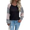 Women's Crew Neck Knitwear, Color-Block, Leopard Print