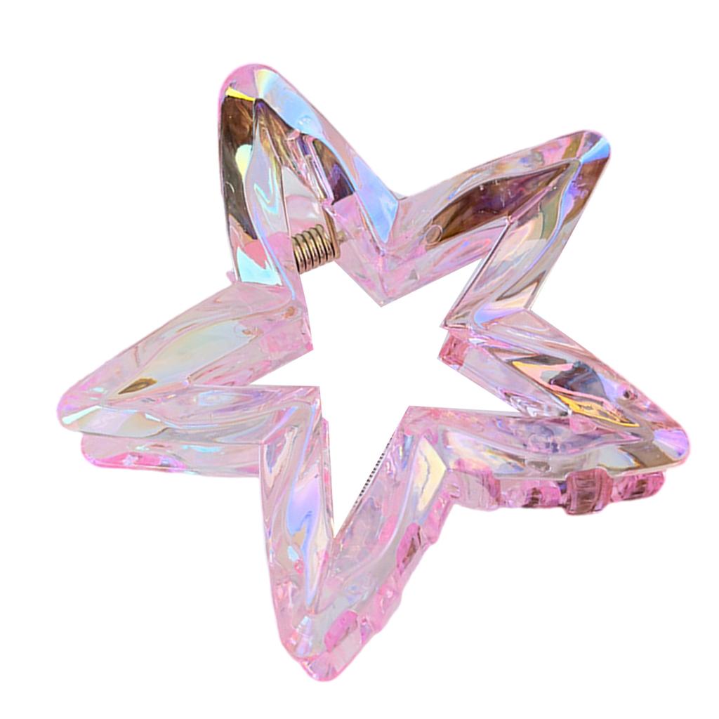 1Pc Crystal Candy Colored Hair Clip Dazzling Hollowed Out Five Pointed Star Hair Claw Stylish Elegant Acrylic Barrettes For Women Girls