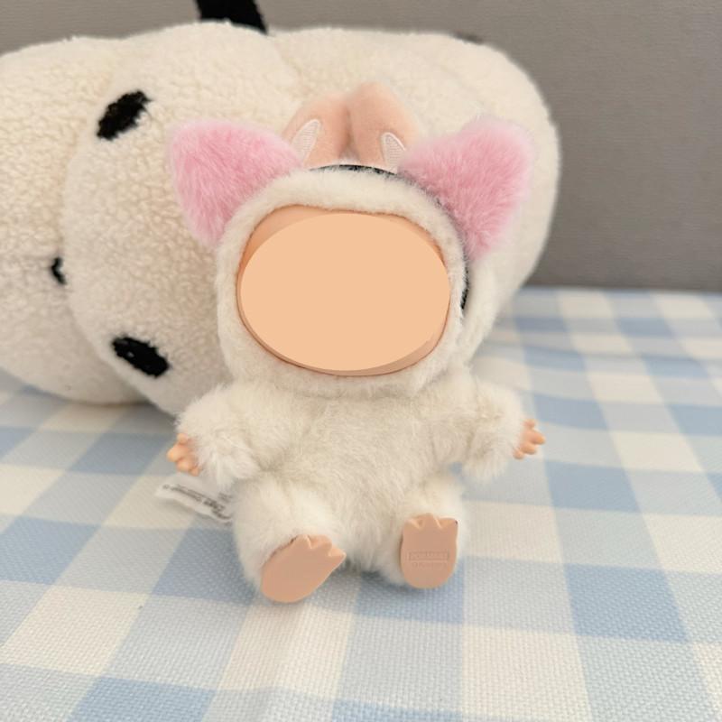 [Cloth Only] 17cm Doll Clothes Cartoon Toy Kitten Hairband Sweet Overalls Set Clothing Set Replacement Exquisite Accessories
