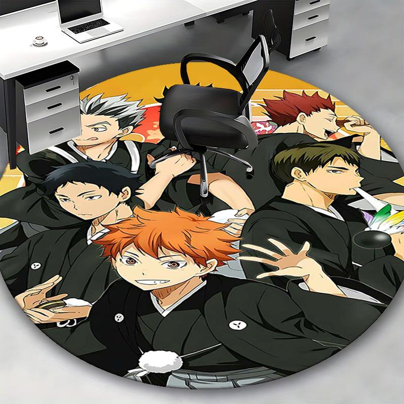 1pc Anime Cartoon Design Round Carpet for Office Chair Mat, NonSlip Rug Suitable for Home Decor, Living Room, Bedroom