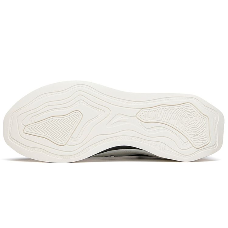 ANTA Men's AT91 Low Top Bungee Lace Platform Casual Sneakers Off White Black 112138019A-2